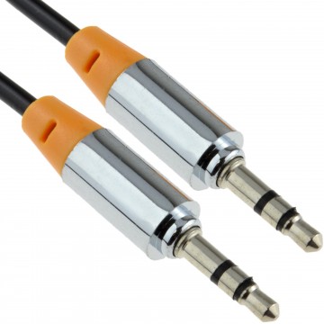 PRO METAL Orange 3.5mm Jack Male to Male Stereo Audio Cable Lead 1m