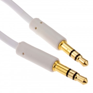 Slimline PRO 3.5mm Jack to Jack Stereo Audio Cable Lead GOLD  1m White
