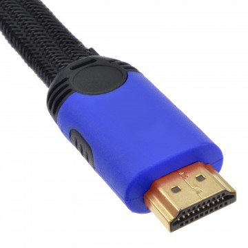Braided Low Profile Flat HDMI For HD TV High Speed Lead Cable 2m Blue