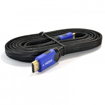 Braided Low Profile Flat HDMI For HD TV High Speed Lead Cable 2m Blue