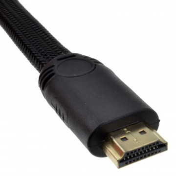 Braided Low Profile Flat HDMI For HD TV High Speed Lead Cable 2m Black