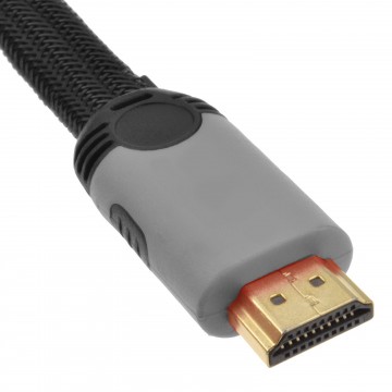 Braided Low Profile Flat HDMI For HD TV High Speed Lead Cable 2m Grey