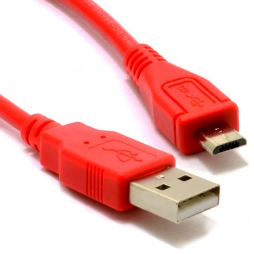 USB 2.0 A To MICRO B Data and Charging Shielded Cable 2m RED