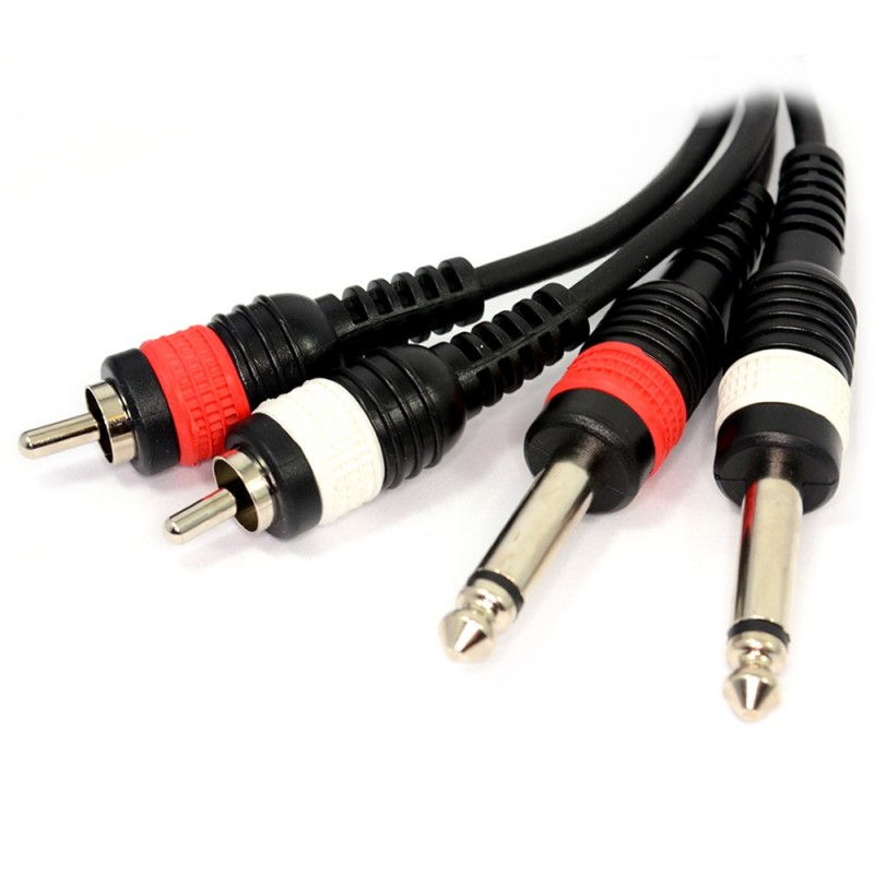 PULSE 2 x 6.35mm MONO Plugs to Phono Plugs OFC Cable 50cm PULSE 2 x 6.35mm MONO Plugs to Phono Plugs OFC Cable 50cm