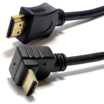 HDMI 1.4 High Speed 3D TV Right Angle to Straight Plug Cable 2m