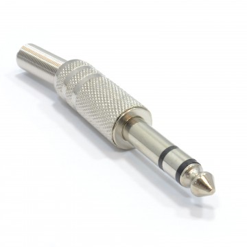 6.35mm Stereo Solder End Heavy Duty Plug Metal Body with Strain