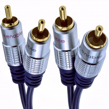 Pure OFC HQ 2 x RCA Phono Plugs to Plugs Stereo Audio Cable Gold  1.5m