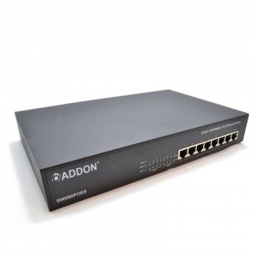 POE 8 Port Network 10/100 Switch with 8 Port Power Over Ethernet RACK