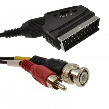 CCTV BNC Plug & Phono Audio to TV Scart  Converter Cable 1.5m
