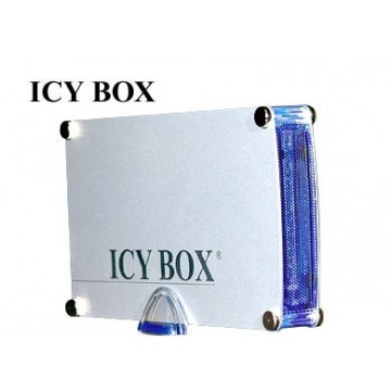 ICY BOX 3.5 Aluminium IDE PATA Hard Drive Enclosure Silver Blue Lights