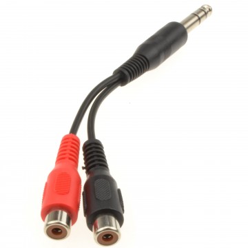 6.35mm Stereo Jack Plug to Twin RCA Phono Sockets Adapter Cable 10cm