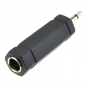 6.35mm Mono Jack Socket to 3.5mm Mono Jack Plug Audio Adapter Nickel