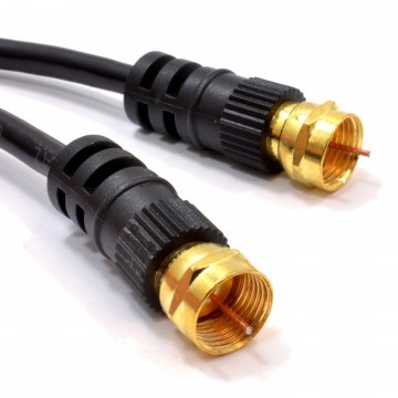 Satellite F Connector Plug to Plug Coax Cable Black Lead GOLD  15m