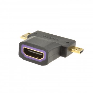 HDMI Socket to HDMI Micro and HDMI MINI Plug Multi Use Adapter