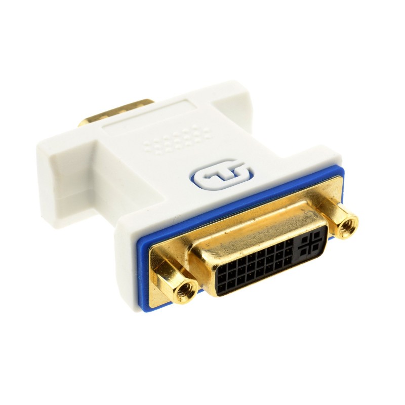 PRO DVI 24+5 Socket to VGA Plug 15 pin Video Adapter Converter White
