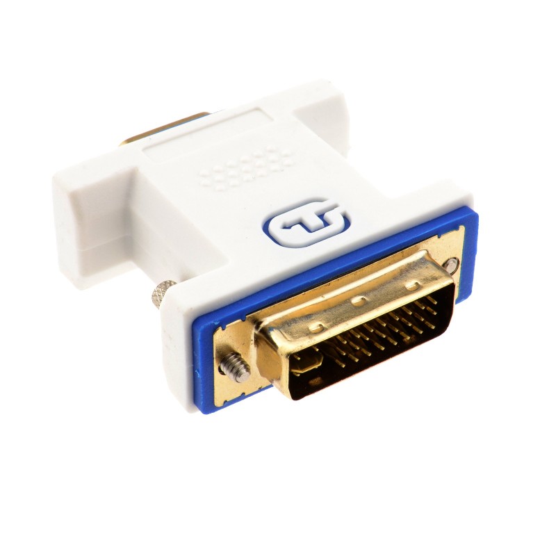 PRO VGA Socket 15 pin to DVI 24+5 Male Plug Video Adapter White