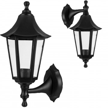 Wall-Mounted Outdoor Lantern Style Lamp Garden Light 270x155 Black
