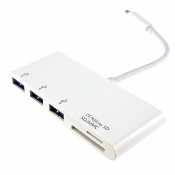 USB 3.1 Type C to 3 x USB 3 Sockets & SD/Micro SD Card Reader