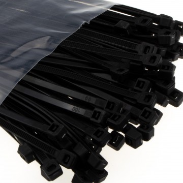 enTie Black Cable Ties 3.6mm x 200mm Nylon 66 UL Approved [100 Pack]