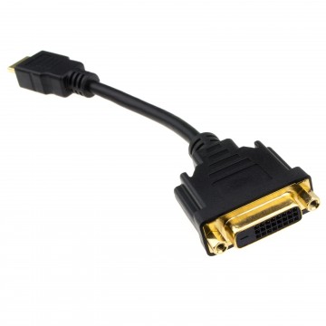 DVI-D 24+1 Socket to HDMI Digital Plug Adapter Converter Cable 15cm GOLD