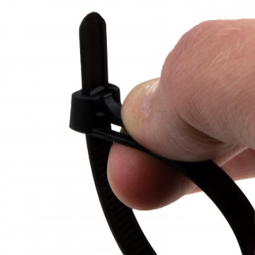 Releasable Cable Ties 7.6mm x 200mm Reusable Black [100 Pack]