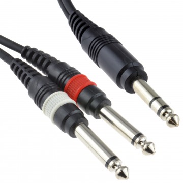 6.35mm Stereo Jack to Twin 6.35mm Mono BIG Jacks Cable 1.5m