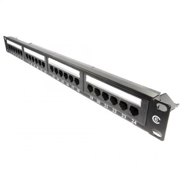 Patch Panel Cat6 RJ45 19 inch Rack Mountable 24 Port With Back Bar