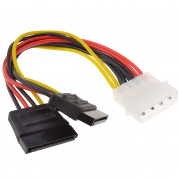 SATA Power Splitter Cable 4 pin LP4 Molex to 2 x SATA Power