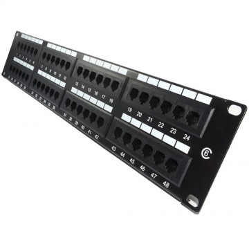 2U Patch Panel Cat6 Gigabit RJ45 19 inch Rack Mountable 48 Port