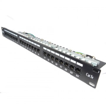 24 Port Networking Patch Panel Cat 5e Vertical Punchdown & Management
