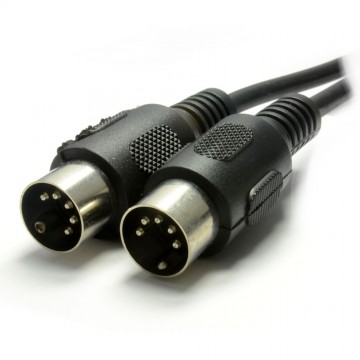MIDI 5 Pin DIN Plug to 5 Pin DIN Plug Cable 1m Black