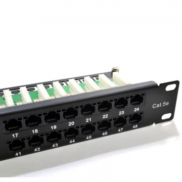 1U 48 Port Cat 5e RJ45 Networking 19 inch Rack Patch Panel with Cable Tidy