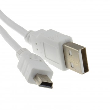USB 2.0 Hi-Speed A to mini-B 5 pin Cable Power & Data Lead  0.5m WHITE