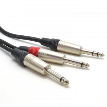 6.35mm Stereo Jack Plug to Twin Mono 6.35mm Jacks Audio Cable 3m