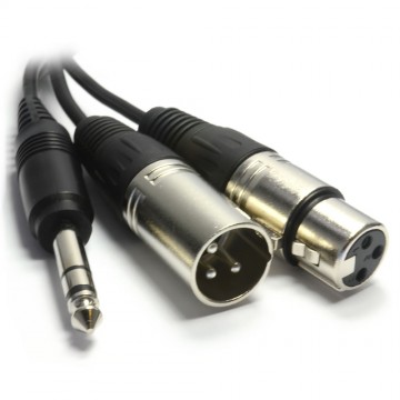 Pulse XLR Microphone Mixer Plug & Socket to 6.35mm Stereo Jack 1m