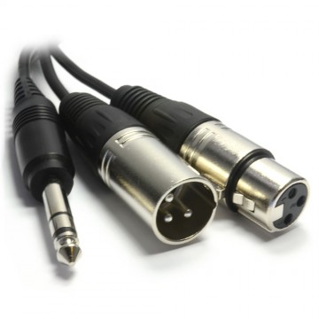 Pulse XLR Microphone Mixer Plug & Socket to 6.35mm Stereo Jack 1m