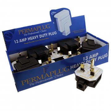 Permaplug 13 Amp 230V UK 3 Pin Heavy Duty Rubber Body Rewirable Plug [10 Pack]