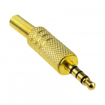3.5mm 4 Pole Jack Plug ALL METAL Solder Terminal For Audio or Video Cable GOLD