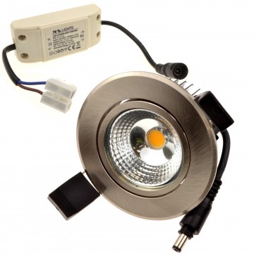 Ceiling LED Spotlight 5W Dimmable Warm White Tilting with Driver BRUSH CHROME