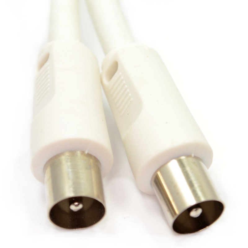 RF Aerial Lead Coax Plug to Plug White Cable Digital Freeview  2m