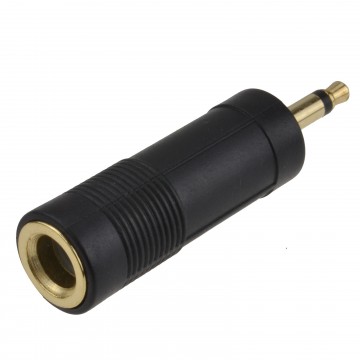 6.35mm Mono Jack Socket to 3.5mm Mono Jack Plug Audio Adapter GOLD
