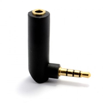 4 Pole Right Angle 3.5mm Jack Adapter Plug for Phones/Headsets with Mic GOLD