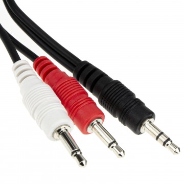 Stereo Jack Plug to Twin Mono Red & White 3.5mm Plugs Audio Splitter Cable 3m