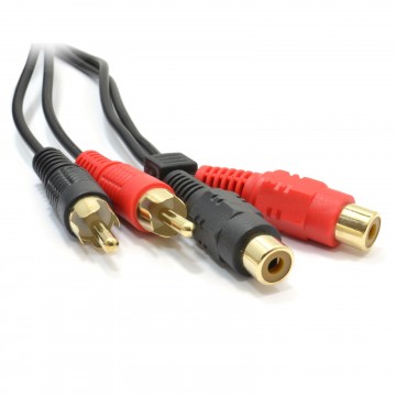 RCA Phono Twin Plugs to Sockets EXTENSION Audio Lead Cable 3m