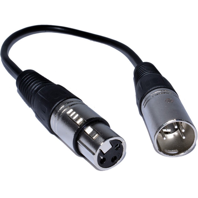 PULSE XLR Female Socket to 5 Pin DMX Male Plug Adapter Cable 25cm