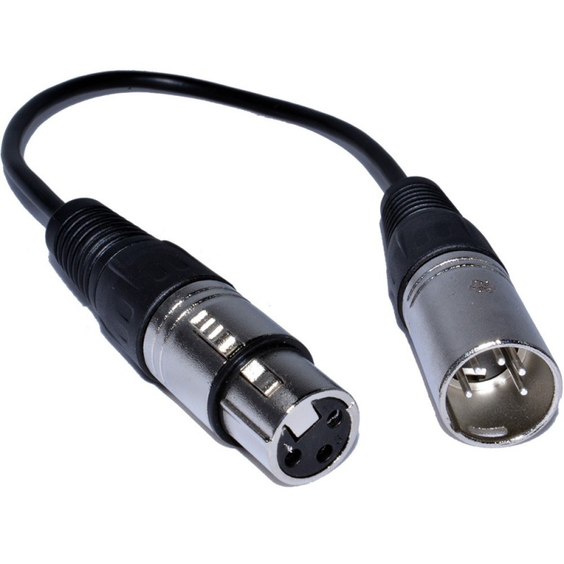 PULSE XLR Female Socket to 5 Pin DMX Male Plug Adapter Cable 25cm PULSE XLR Female Socket to 5 Pin DMX Male Plug Adapter Cable 25cm