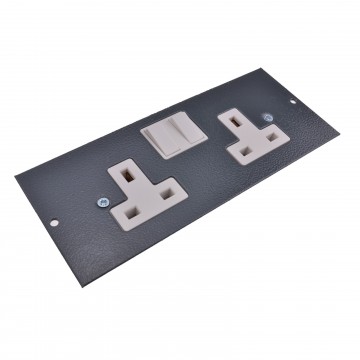 Floor Box Switched UK Plug Socket 2 Gang 13A 250V