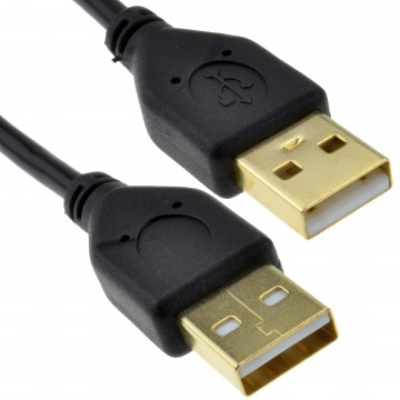 GOLD USB 2.0 A to A (Male to Male) High-Speed BLACK Cable  0.25m SHORT