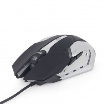 USB Gaming Mouse LED 3200 DPI Programmable 6 Button Black & Silver