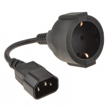 IEC 3 Pin C14 to European Schuko Power Plug Socket Adapter 0.15m